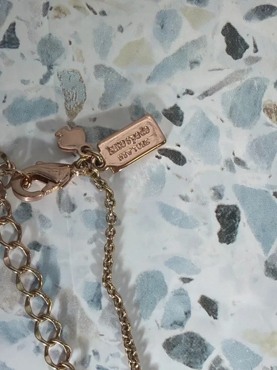 kate spade rose gold spade cutout pendant necklace with crystal charm - Picture 4 of 5